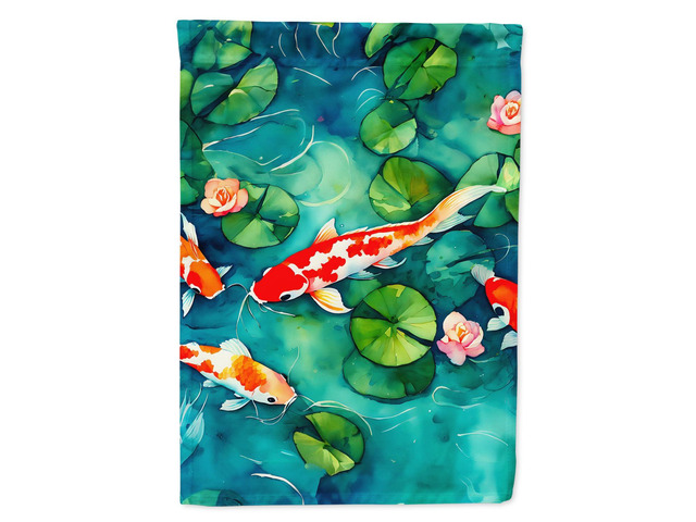 Caroline's Treasures Koi Fish House Flag Large Porch Sleeve Pole Decorative Outside Yard Banner Artwork Wall Hanging, Polyester, House Size,...