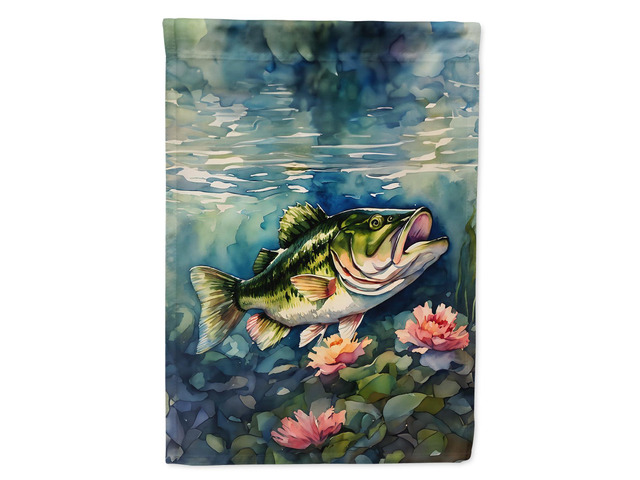 Caroline's Treasures Largemouth Bass House Flag Large Porch Sleeve Pole Decorative Outside Yard Banner Artwork Wall Hanging, Polyester, House Size,...