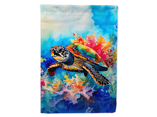 Caroline's Treasures Loggerhead Sea Turtle House Flag Large Porch Sleeve Pole Decorative Outside Yard Banner Artwork Wall Hanging, Polyester, House...