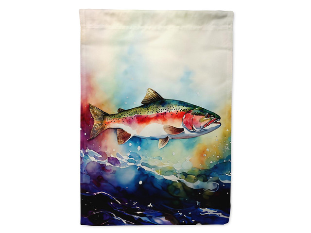 Caroline's Treasures Rainbow Trout House Flag Large Porch Sleeve Pole Decorative Outside Yard Banner Artwork Wall Hanging, Polyester, House Size,...
