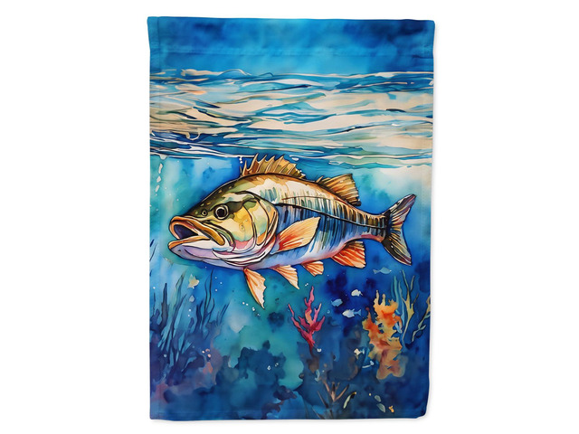 Caroline's Treasures Striped Bass House Flag Large Porch Sleeve Pole Decorative Outside Yard Banner Artwork Wall Hanging, Polyester, House Size,...