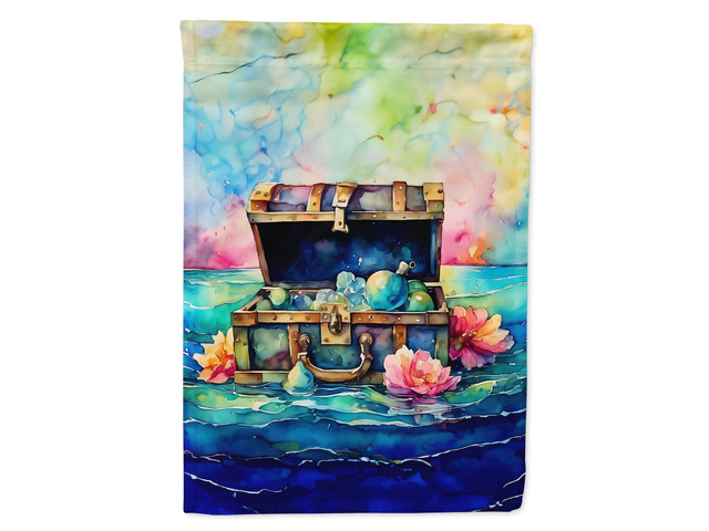 Caroline's Treasures Treasure Chest House Flag Large Porch Sleeve Pole Decorative Outside Yard Banner Artwork Wall Hanging, Polyester, House Size,...