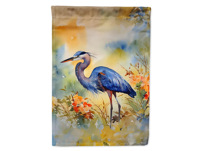 Caroline's Treasures Blue Heron House Flag Large Porch Sleeve Pole Decorative Outside Yard Banner Artwork Wall Hanging, Polyester, House Size,...
