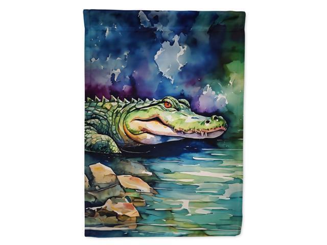 Caroline's Treasures Alligator House Flag Large Porch Sleeve Pole Decorative Outside Yard Banner Artwork Wall Hanging, Polyester, House Size,...