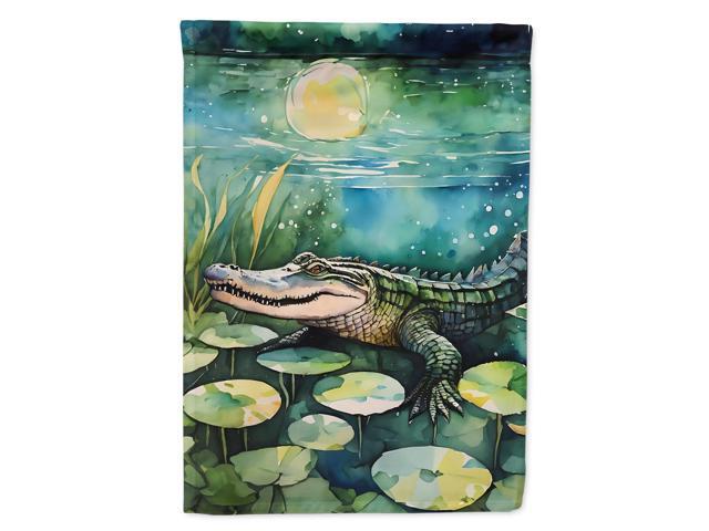 Caroline's Treasures Alligator House Flag Large Porch Sleeve Pole Decorative Outside Yard Banner Artwork Wall Hanging, Polyester, House Size,...