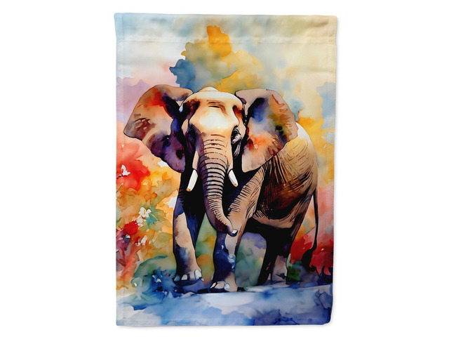 Caroline's Treasures Elephant House Flag Large Porch Sleeve Pole Decorative Outside Yard Banner Artwork Wall Hanging, Polyester, House Size,...