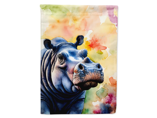 Caroline's Treasures Hippopotamus House Flag Large Porch Sleeve Pole Decorative Outside Yard Banner Artwork Wall Hanging, Polyester, House Size,...