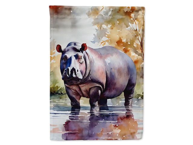 Caroline's Treasures Hippopotamus House Flag Large Porch Sleeve Pole Decorative Outside Yard Banner Artwork Wall Hanging, Polyester, House Size,...