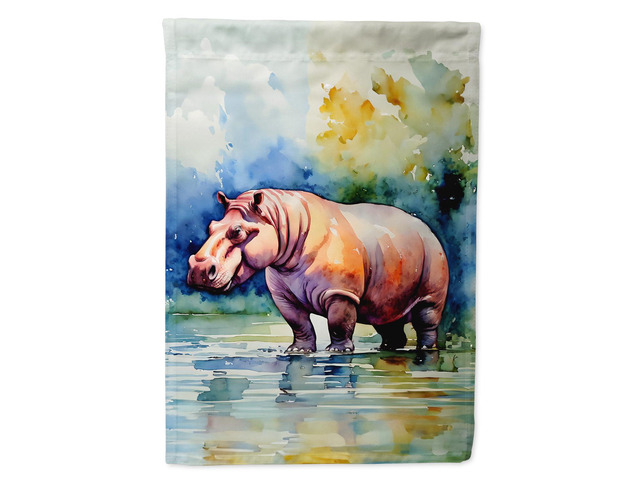 Caroline's Treasures Hippopotamus House Flag Large Porch Sleeve Pole Decorative Outside Yard Banner Artwork Wall Hanging, Polyester, House Size,...