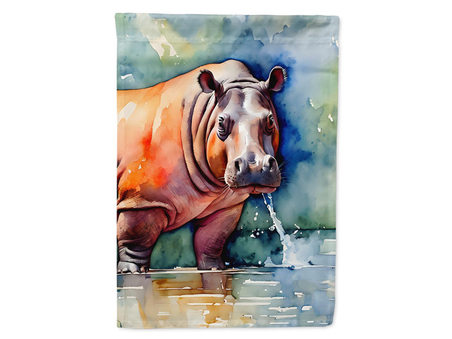 Caroline's Treasures Hippopotamus House Flag Large Porch Sleeve Pole Decorative Outside Yard Banner Artwork Wall Hanging, Polyester, House Size,...