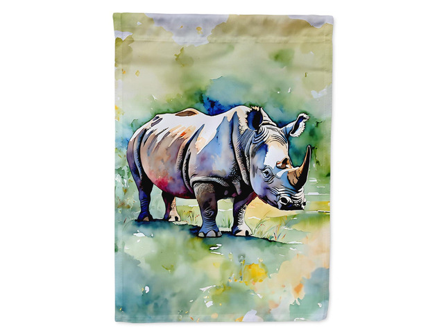 Caroline's Treasures Rhinoceros House Flag Large Porch Sleeve Pole Decorative Outside Yard Banner Artwork Wall Hanging, Polyester, House Size,...