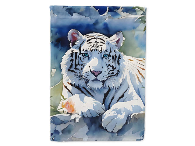 Caroline's Treasures White Tiger House Flag Large Porch Sleeve Pole Decorative Outside Yard Banner Artwork Wall Hanging, Polyester, House Size,...