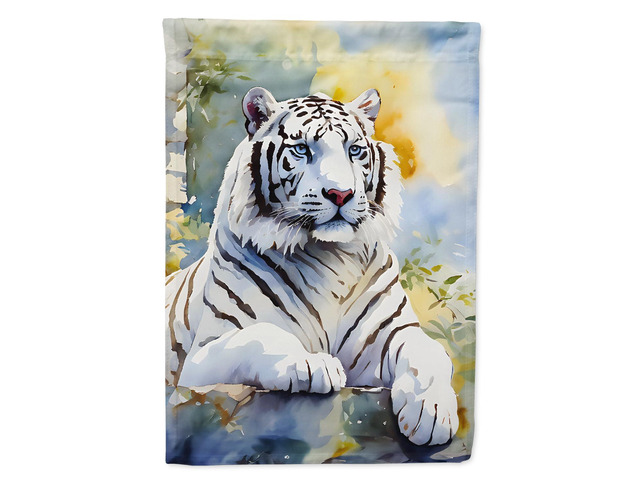 Caroline's Treasures White Tiger House Flag Large Porch Sleeve Pole Decorative Outside Yard Banner Artwork Wall Hanging, Polyester, House Size,...