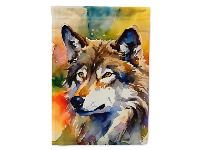 Caroline's Treasures Wolves Wolf House Flag Large Porch Sleeve Pole Decorative Outside Yard Banner Artwork Wall Hanging, Polyester, House Size,...