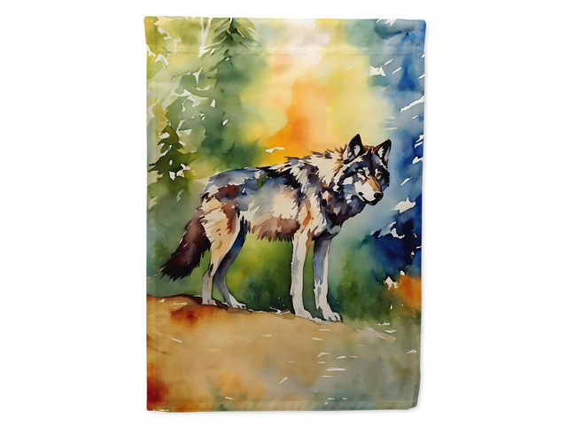 Caroline's Treasures Wolves Wolf House Flag Large Porch Sleeve Pole Decorative Outside Yard Banner Artwork Wall Hanging, Polyester, House Size,...