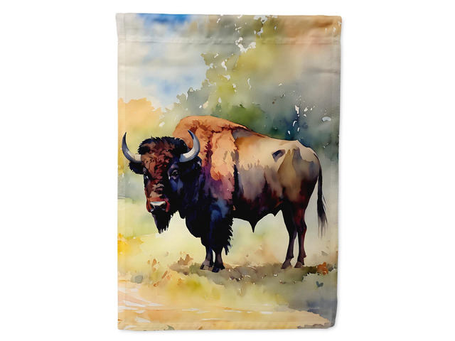 Caroline's Treasures Wood Bison House Flag Large Porch Sleeve Pole Decorative Outside Yard Banner Artwork Wall Hanging, Polyester, House Size,...