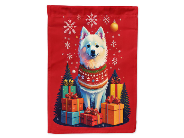 Caroline's Treasures DAC3025GF American Eskimo Holiday Christmas Garden Flag Mailbox Flag Decorative Yard Flag Banner Outside Patio Artwork Yard...