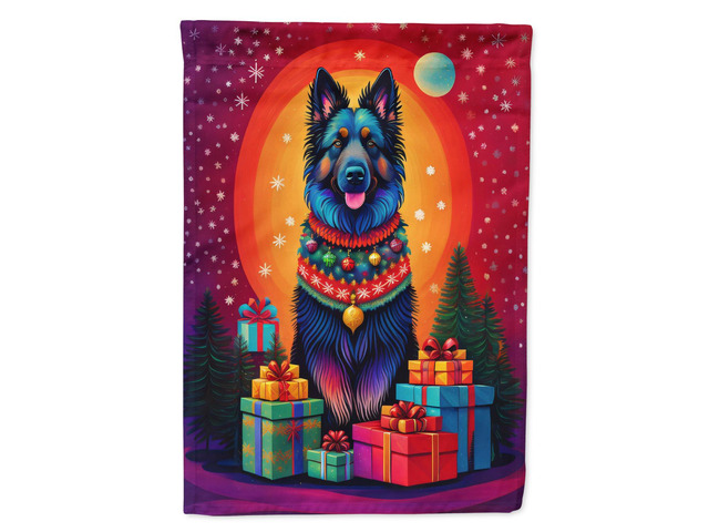 Caroline's Treasures DAC3040CHF Belgian Sheepdog Holiday Christmas House Flag Large Porch Sleeve Pole Decorative Outside Yard Banner Artwork Wall...
