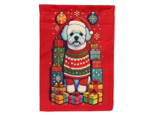 Caroline's Treasures DAC3043CHF Bichon Frise Holiday Christmas House Flag Large Porch Sleeve Pole Decorative Outside Yard Banner Artwork Wall...