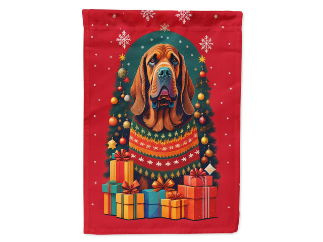 Caroline's Treasures DAC3047CHF Bloodhound Holiday Christmas House Flag Large Porch Sleeve Pole Decorative Outside Yard Banner Artwork Wall...