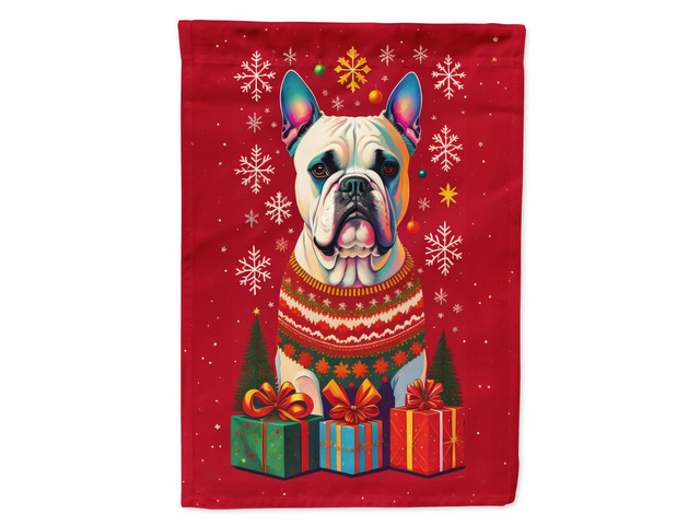 Caroline's Treasures DAC3054GF White Boxer Cropped Ears Holiday Christmas Garden Flag Mailbox Flag Decorative Yard Flag Banner Outside Patio...