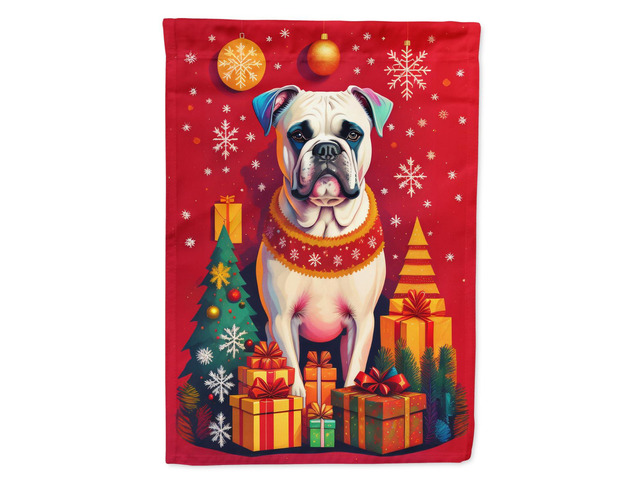 Caroline's Treasures DAC3056GF White Boxer Holiday Christmas Garden Flag Mailbox Flag Decorative Yard Flag Banner Outside Patio Artwork Yard Flower...
