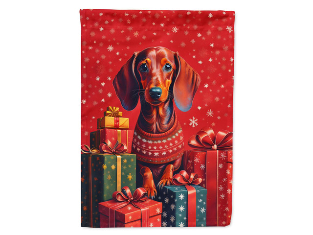 Caroline's Treasures DAC3074GF Dachshund Holiday Christmas Garden Flag Mailbox Flag Decorative Yard Flag Banner Outside Patio Artwork Yard Flower...