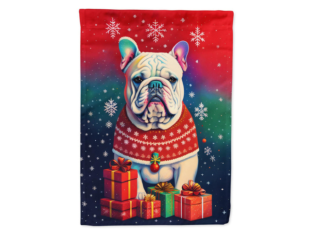 Caroline's Treasures DAC3079CHF English Bulldog Holiday Christmas House Flag Large Porch Sleeve Pole Decorative Outside Yard Banner Artwork Wall...