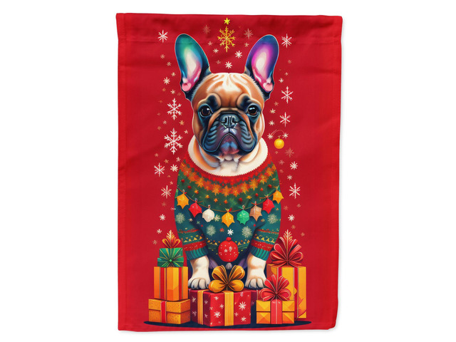 Caroline's Treasures DAC3089CHF French Bulldog Holiday Christmas House Flag Large Porch Sleeve Pole Decorative Outside Yard Banner Artwork Wall...