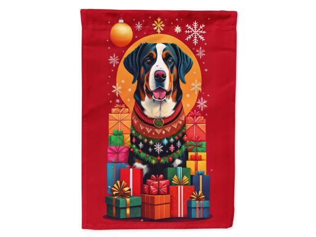 Caroline's Treasures DAC3099CHF Greater Swiss Mountain Dog Holiday Christmas House Flag Large Porch Sleeve Pole Decorative Outside Yard Banner...