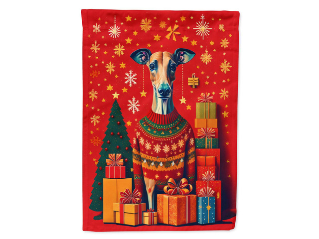 Caroline's Treasures DAC3100CHF Greyhound Holiday Christmas House Flag Large Porch Sleeve Pole Decorative Outside Yard Banner Artwork Wall Hanging,...