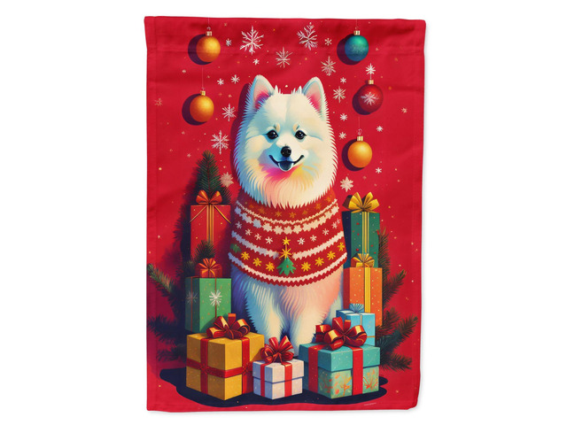 Caroline's Treasures DAC3112GF Japanese Spitz Holiday Christmas Garden Flag Mailbox Flag Decorative Yard Flag Banner Outside Patio Artwork Yard...