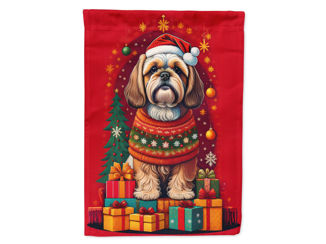 Caroline's Treasures DAC3123GF Lhasa Apso Holiday Christmas Garden Flag Mailbox Flag Decorative Yard Flag Banner Outside Patio Artwork Yard Flower...