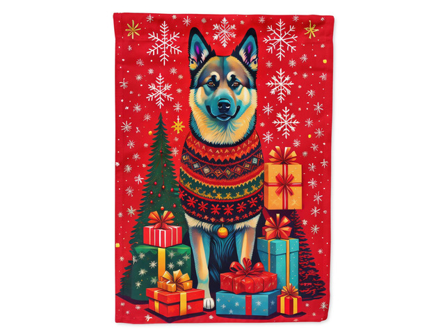 Caroline's Treasures DAC3129CHF Norwegian Elkhound Holiday Christmas House Flag Large Porch Sleeve Pole Decorative Outside Yard Banner Artwork Wall...