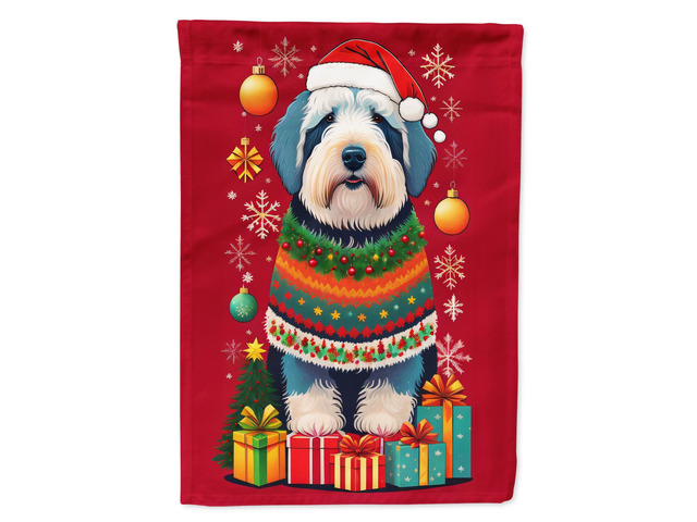 Caroline's Treasures DAC3132CHF Old English Sheepdog Holiday Christmas House Flag Large Porch Sleeve Pole Decorative Outside Yard Banner Artwork...