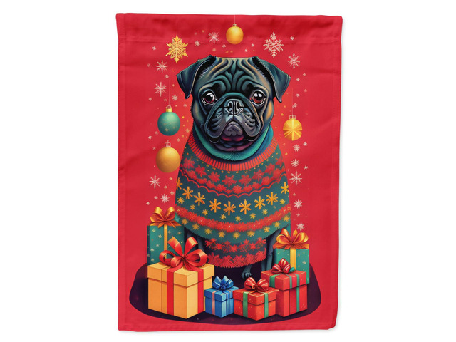 Caroline's Treasures DAC3146GF Black Pug Holiday Christmas Garden Flag Mailbox Flag Decorative Yard Flag Banner Outside Patio Artwork Yard Flower...