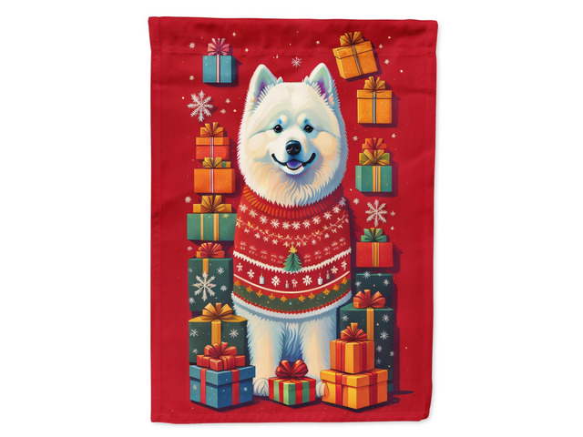 Caroline's Treasures DAC3153CHF Samoyed Holiday Christmas House Flag Large Porch Sleeve Pole Decorative Outside Yard Banner Artwork Wall Hanging,...