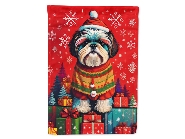 Caroline's Treasures DAC3162GF Shih Tzu Holiday Christmas Garden Flag Mailbox Flag Decorative Yard Flag Banner Outside Patio Artwork Yard Flower...