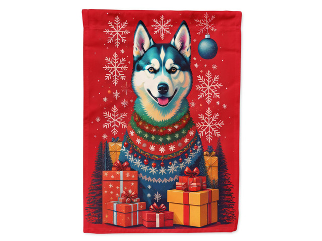Caroline's Treasures DAC3163CHF Siberian Husky Holiday Christmas House Flag Large Porch Sleeve Pole Decorative Outside Yard Banner Artwork Wall...