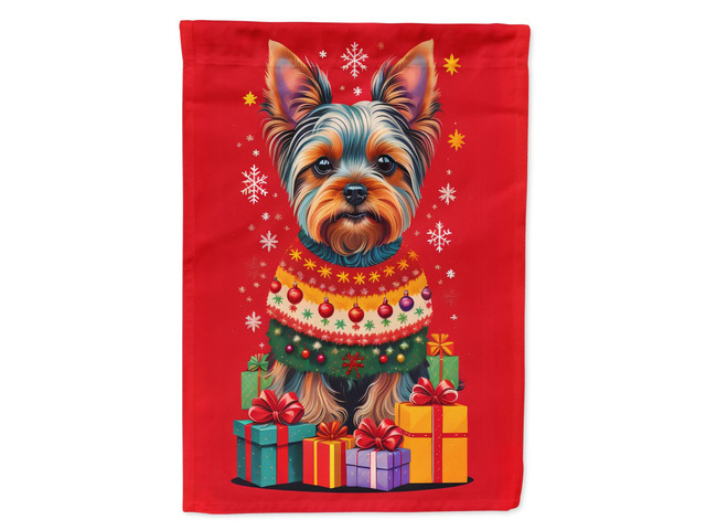 Caroline's Treasures DAC3176CHF Yorkshire Terrier Holiday Christmas House Flag Large Porch Sleeve Pole Decorative Outside Yard Banner Artwork Wall...