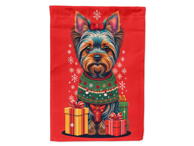 Caroline's Treasures DAC3177CHF Yorkshire Terrier Holiday Christmas House Flag Large Porch Sleeve Pole Decorative Outside Yard Banner Artwork Wall...