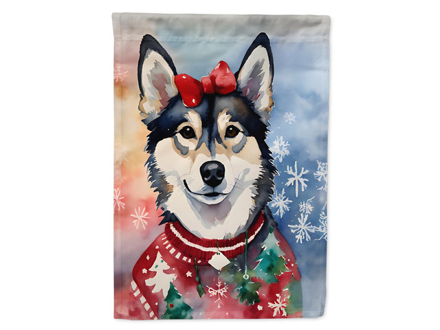 Caroline's Treasures DAC3326CHF Alaskan Klee Kai Christmas House Flag Large Porch Sleeve Pole Decorative Outside Yard Banner Artwork Wall Hanging,...