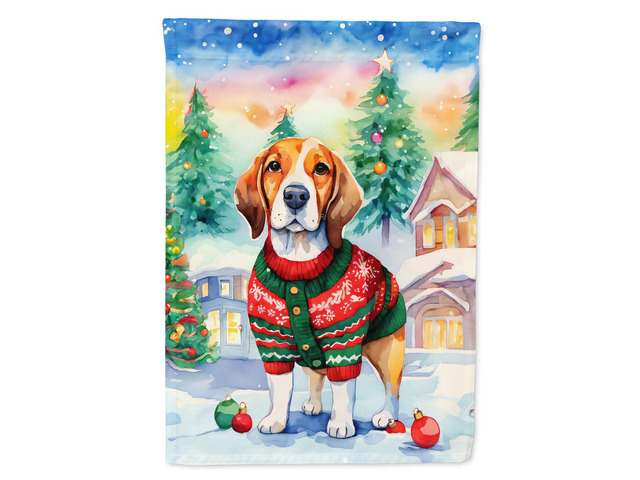 Caroline's Treasures DAC3351CHF Beagle Christmas House Flag Large Porch Sleeve Pole Decorative Outside Yard Banner Artwork Wall Hanging, Polyester,...