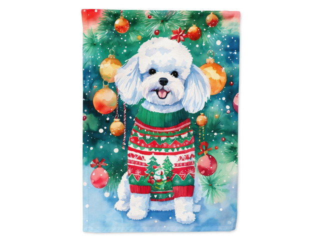 Caroline's Treasures DAC3367CHF Bichon Frise Christmas House Flag Large Porch Sleeve Pole Decorative Outside Yard Banner Artwork Wall Hanging,...
