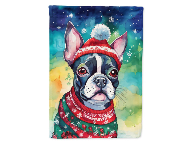 Caroline's Treasures DAC3379GF Boston Terrier Christmas Garden Flag Mailbox Flag Decorative Yard Flag Banner Outside Patio Artwork Yard Flower...