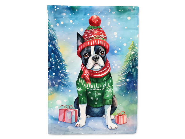 Caroline's Treasures DAC3382CHF Boston Terrier Christmas House Flag Large Porch Sleeve Pole Decorative Outside Yard Banner Artwork Wall Hanging,...