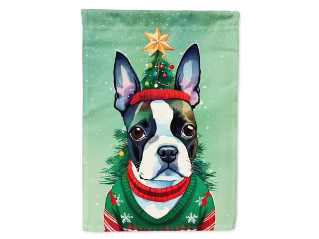 Caroline's Treasures DAC3386GF Boston Terrier Christmas Garden Flag Mailbox Flag Decorative Yard Flag Banner Outside Patio Artwork Yard Flower...