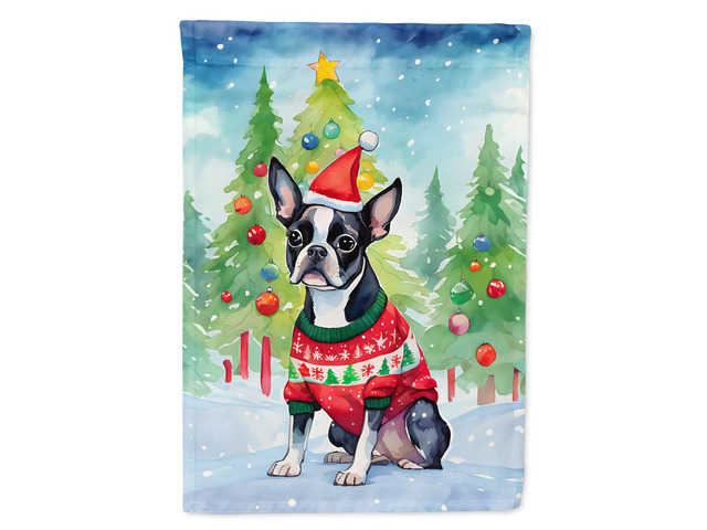 Caroline's Treasures DAC3387GF Boston Terrier Christmas Garden Flag Mailbox Flag Decorative Yard Flag Banner Outside Patio Artwork Yard Flower...