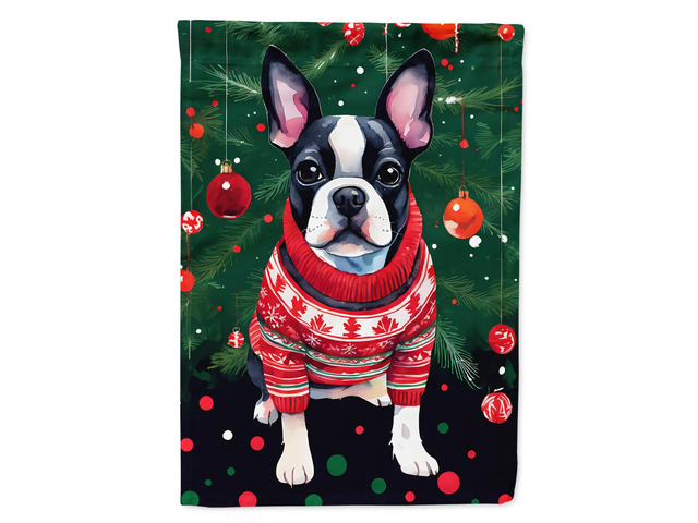 Caroline's Treasures DAC3388CHF Boston Terrier Christmas House Flag Large Porch Sleeve Pole Decorative Outside Yard Banner Artwork Wall Hanging,...