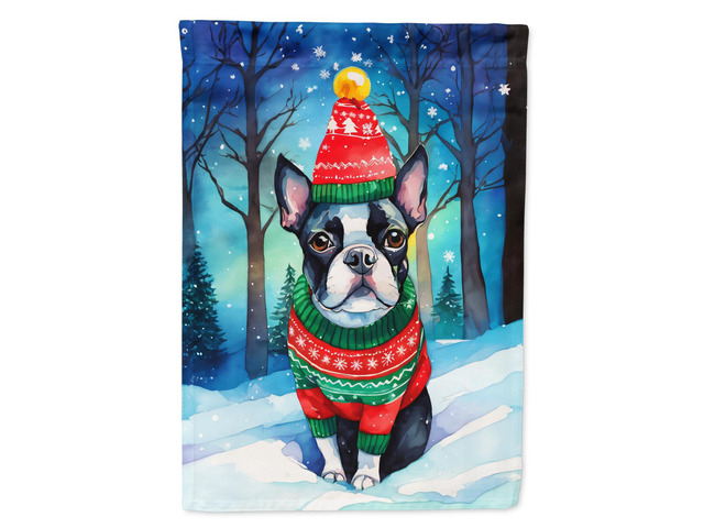 Caroline's Treasures DAC3385CHF Boston Terrier Christmas House Flag Large Porch Sleeve Pole Decorative Outside Yard Banner Artwork Wall Hanging,...